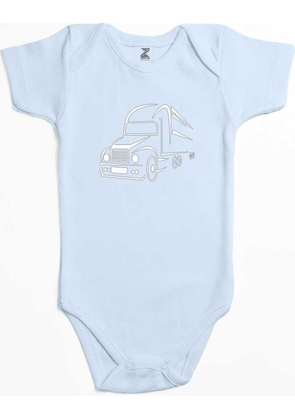 Tır Silüet Mavi Renk Bebek Body Zıbın