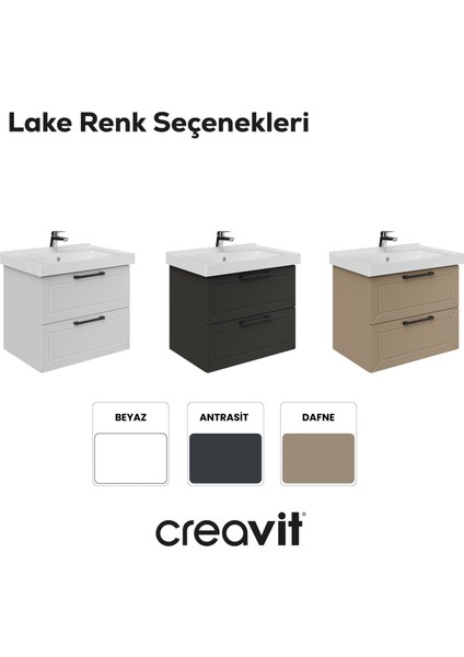 D20 65 cm Iki Çelmeceli Lavabo Dolabı Antrasit Lake Kapak