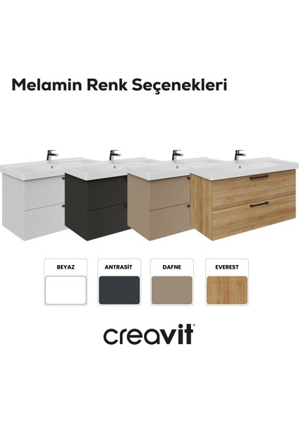 D20 100 cm Iki Çekmeceli Lavabo Dolabı Everest Melamin Kapak fırsatları
