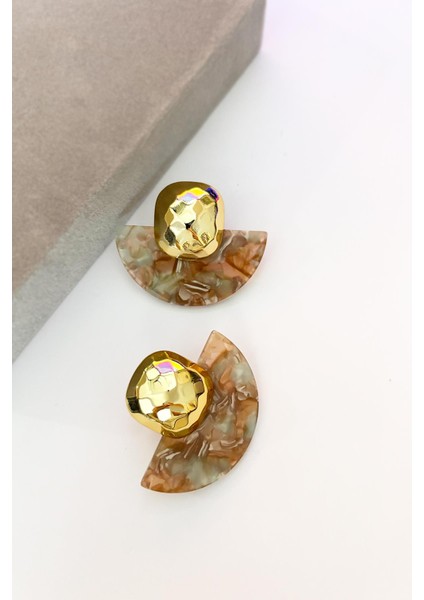 Renkli Yarım Daire Kadın Küpe