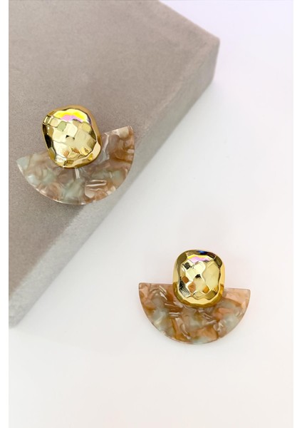 Renkli Yarım Daire Kadın Küpe modelleri