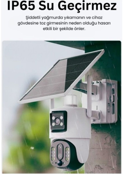 4 Mp 3 Lensli Güneş Enerjili 4g Simkart Uyumlu Sesli Renkli Gece Görüşlü Solar Kamera