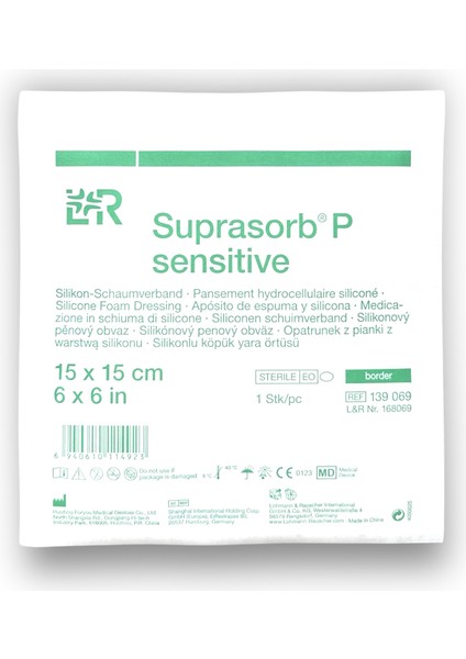 Suprasorb P Sensitive Border 5 Katmanlı Silikon Köpük Örtü 15 x 15 cm - Ref 139069 - 1 Adet