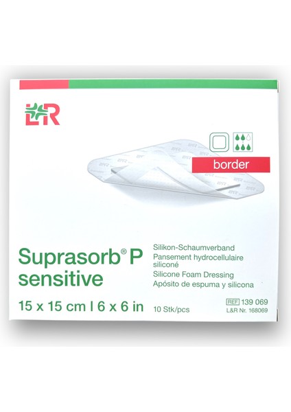 Suprasorb P Sensitive Border 5 Katmanlı Silikon Köpük Örtü 15 x 15 cm - Ref 139069 - 1 Adet