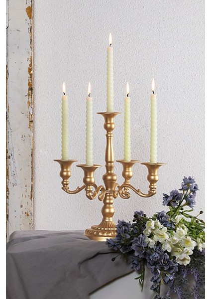 5 Başlı Metal Gold Şık Restoran Düğün Şamdan Dekoratif Mumluk MT157SR fiyatları