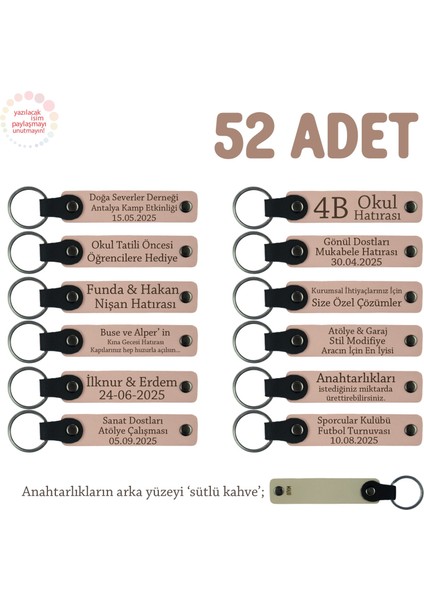 Yavru Ağzı & SütlüKahve, Sinema Ve Televizyon Bölümü Öğrencilerine, İsim Yazılı Anahtarlık 52'li Set