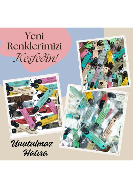 Açık Yeşil, Anaokulu Için Kişiselleştirilebilir Isim Yazılı Karne Hatırası Anahtarlık 14’lü Set