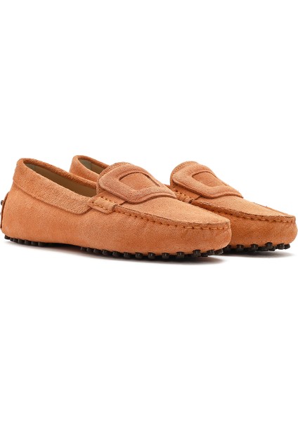 Kadın Turuncu Süet Deri Loafer 25SFD291010 modelleri