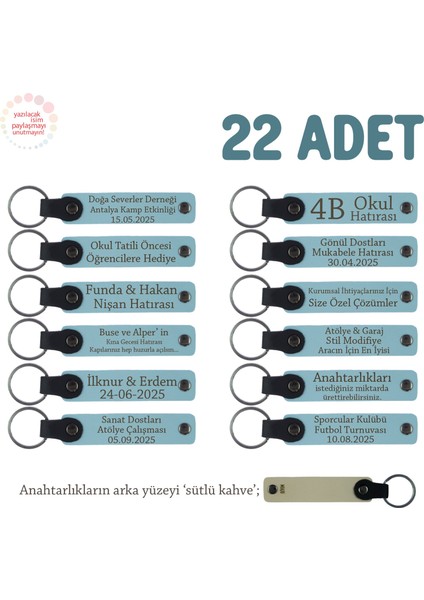 Gök Mavi & Sütlü Kahve, Tarih Bölümü Öğrencilerine Anlamlı Hatıra, 22'li Set, İsim Yazılı Anahtarlık