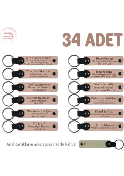 Yavru Ağzı & Sütlü Kahve, Sevgiliye Doğum Günü Hediyesi, Kişiye Özel İsimli Anahtarlık 34' lü Set