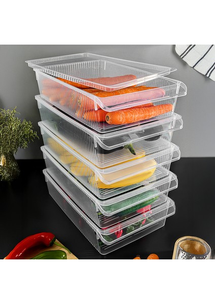 5 Adet Kapaklı Dolap Içi Buzdolabı Düzenleyici - Buzdolabı Organizer Meyve Sebze Saklama Kabı 4 Lt