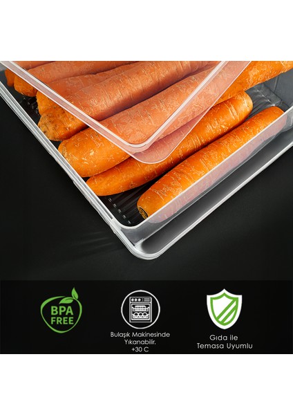 5 Adet Kapaklı Dolap Içi Buzdolabı Düzenleyici - Buzdolabı Organizer Meyve Sebze Saklama Kabı 4 Lt modelleri