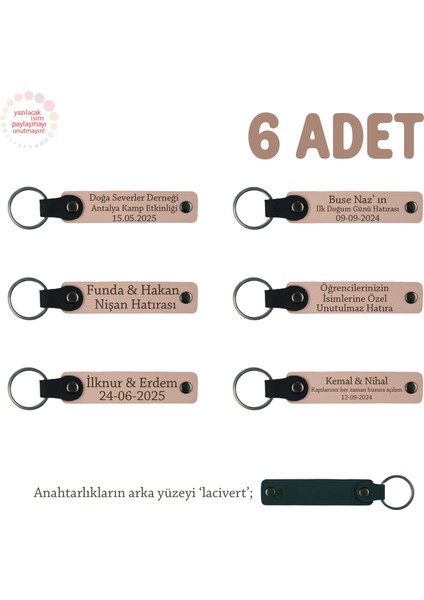 Yavru Ağzı & Lacivert, Anaokulu Miniklerine İsimli Karne Hatırası Anahtarlık 6’lı Set, Hediyelik Anı