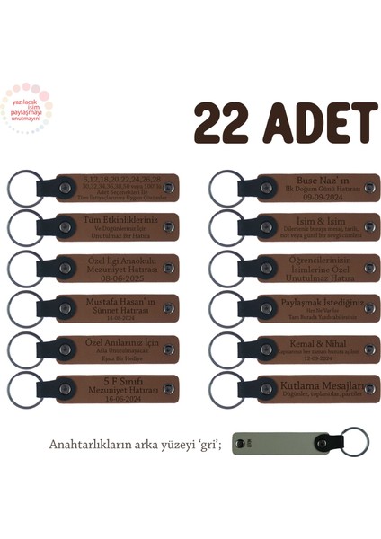 Açık Kahverengi & Gri, Tarih Bölümü Öğrencilerine Anlamlı Hatıra, 22'li Set, İsim Yazılı Anahtarlık