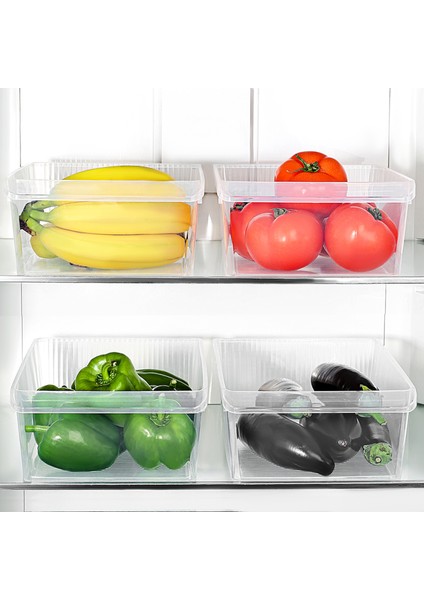 4 Adet Dolap Içi Buzdolabı Düzenleyici - Meyve Sebze Saklama Kabı Buzdolabı Organizer Sepet 6 Litre