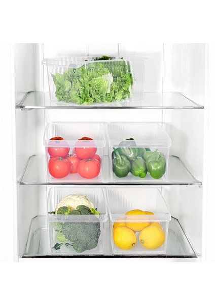 5 Adet Dolap Içi Buzdolabı Düzenleyici - Buzdolabı Meyve Sebze Saklama Kabı Organizer Sepet 8 Litre