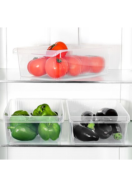3 Adet Dolap Içi Buzdolabı Düzenleyici - Meyve Sebze Saklama Kabı Buzdolabı Organizer Sepet 6 Litre