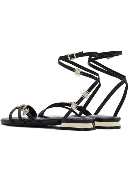 Kadın Siyah Bilekten Tokalı Taşlı Sandalet 25SFE481132 indirimleri