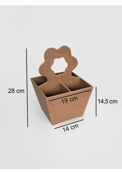 Ahşap, Ham Mdf, Boyanabilir 4 Bölmeli Papatya Kaşıklık, Çiçeklik, Kalemlik fırsatları