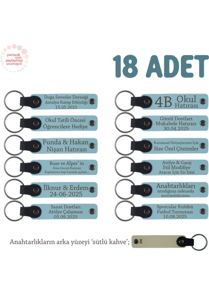 Gök Mavi & Sütlü Kahve, Müstakbel Damada Özel Kutlamalar İçin İsim Yazılan 18' li Hatıra Anahtarlık