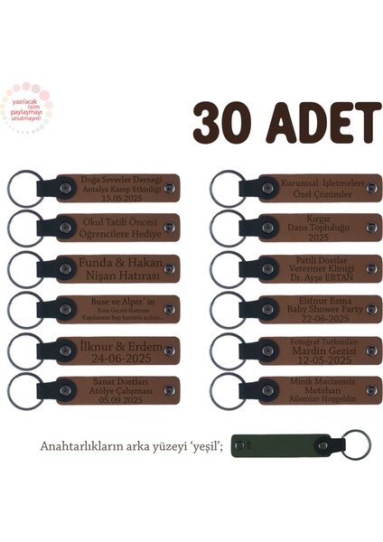 Kahverengi & Yeşil, Plates Stüdyosuna İsimli Anı Anahtarlık 30’lu Set, Müşterilere Kurumsal Hediye