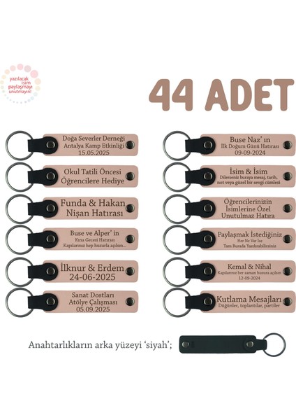 Yavru Ağzı & Siyah, Anneler Günü Hatırası Olarak İsimli Anahtarlık 44’lü Set, Özel Kutlamalar İçin