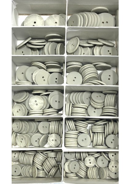 Ahşap Görünümlü Plastik Düğme / 6 Lı Set Açık GRI/02741 /
