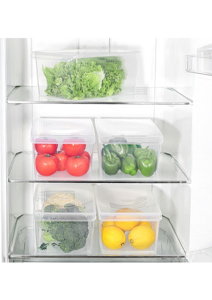 5 Adet Kapaklı Saklama Kabı - Organizer Düzenleyici Meyve Sebze Erzak Kabı Saklama Kutusu 8 Litre