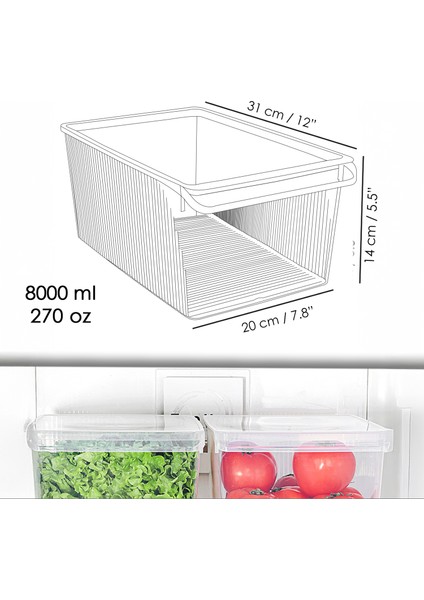 5 Adet Kapaklı Saklama Kabı - Organizer Düzenleyici Meyve Sebze Erzak Kabı Saklama Kutusu 8 Litre indirimleri