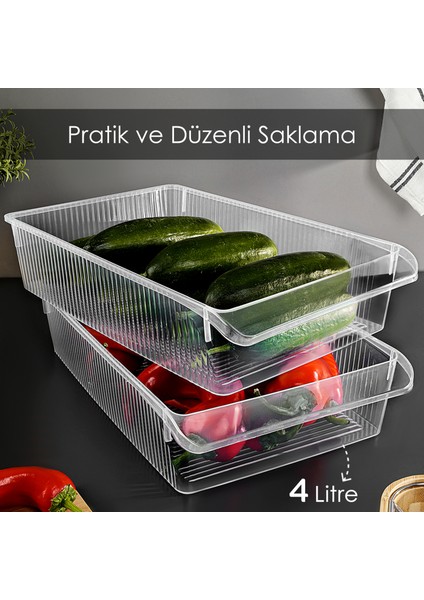 2 Adet Dolap Içi Buzdolabı Düzenleyici - Buzdolabı Organizer Sepet Meyve Sebze Saklama Kabı 4 Litre fiyatları