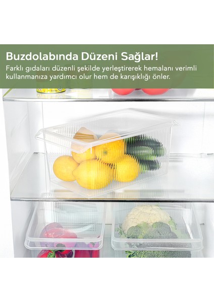4 Adet Kapaklı Dolap Içi Buzdolabı Düzenleyici - Organizer Sepet Meyve Sebze Saklama Kabı 8 Lt fırsatları