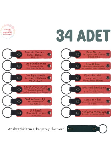 Nar Çiçeği, Hamile Annenin Doğum Hatırası, Üzerine İsim Ve Özel Mesaj Yazılan 34'lü Anahtarlık