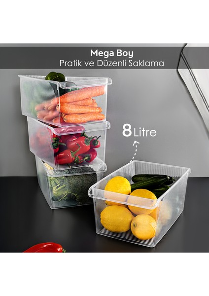 4 Adet Dolap Içi Buzdolabı Düzenleyici - Buzdolabı Meyve Sebze Saklama Kabı Organizer Sepet 8 Litre fiyatları
