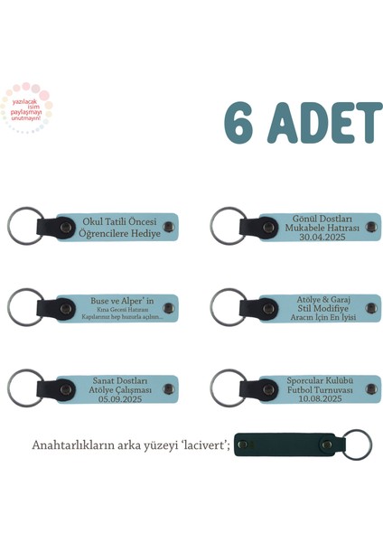 Gök Mavi & Lacivert, Anaokulu Miniklerine İsimli Karne Hatırası Anahtarlık 6’lı Set, Hediyelik Anı