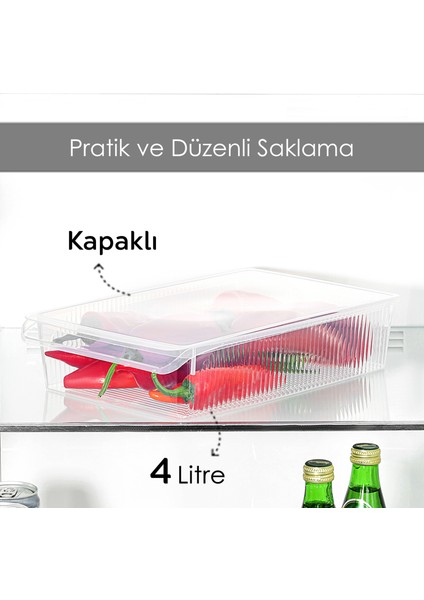 1 Adet Kapaklı Dolap Içi Buzdolabı Düzenleyici - Buzdolabı Organizer Meyve Sebze Saklama Kabı 4 Lt fiyatları