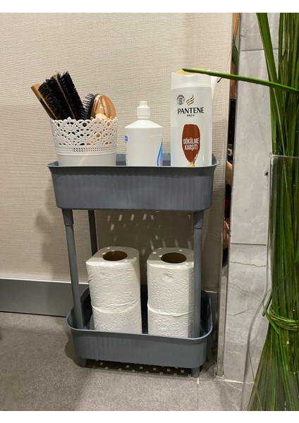 2 Katlı Plastik Organizer , Banyo Mutfak Dolap Içi Düzenleyici , GRİ