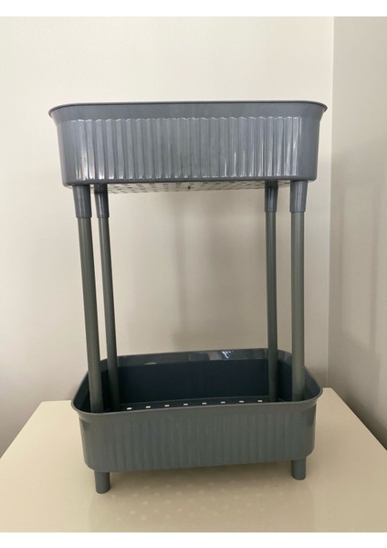 2 Katlı Plastik Organizer , Banyo Mutfak Dolap Içi Düzenleyici , GRİ modelleri