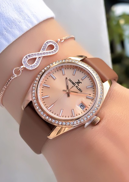 Takvimli Deri Kadın Kol Saati 3 Atm Su Geçirmezlik Bileklik Hediyeli fiyatları