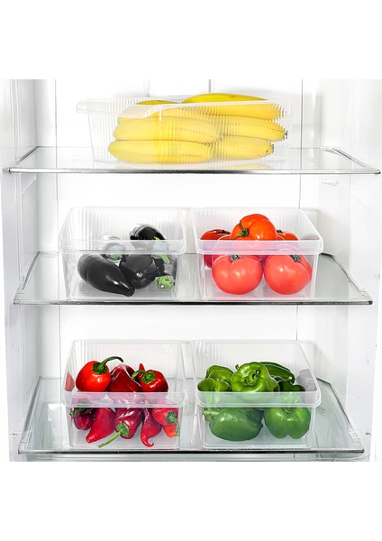 5 Adet Dolap Içi Buzdolabı Düzenleyici - Meyve Sebze Saklama Kabı Buzdolabı Organizer Sepet 6 Litre