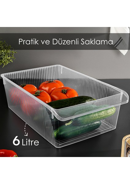 5 Adet Dolap Içi Buzdolabı Düzenleyici - Meyve Sebze Saklama Kabı Buzdolabı Organizer Sepet 6 Litre fiyatları