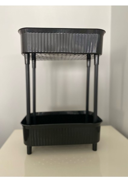 2 Katlı Plastik Organizer , Banyo Mutfak Dolap Içi Düzenleyici , SİYAH fırsatları
