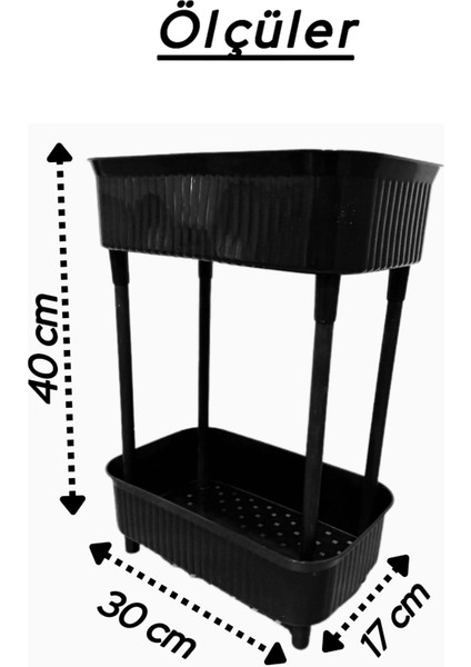 2 Katlı Plastik Organizer , Banyo Mutfak Dolap Içi Düzenleyici , SİYAH indirimleri