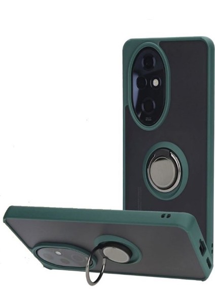 Honor 200 Pro Uyumlu Kılıf Montreal Yüzüklü Standlı Arkası Buğulu Yeşil