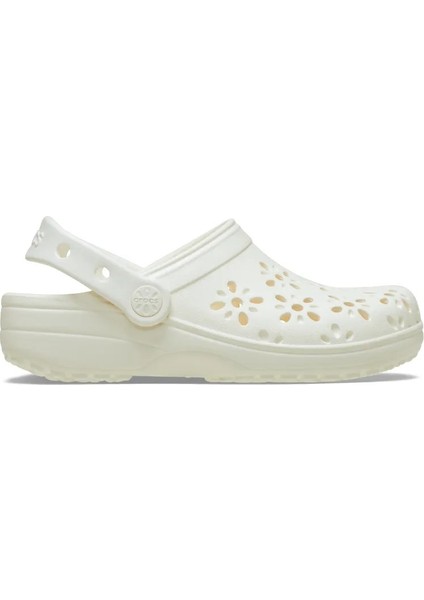 Classic Floral Cut Out Clog Kadın Krem Terlik.0WV
