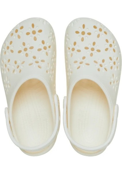 Classic Floral Cut Out Clog Kadın Krem Terlik.0WV fırsatları