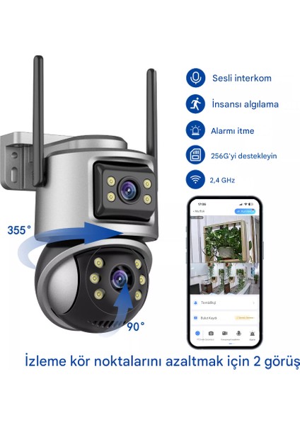 Ip Wıfı Kablosuz Kamera Dış Mekan Cctv Ptz Akıllı Ev Güvenlik Ir Kamera Çift Lens Hd fiyatları