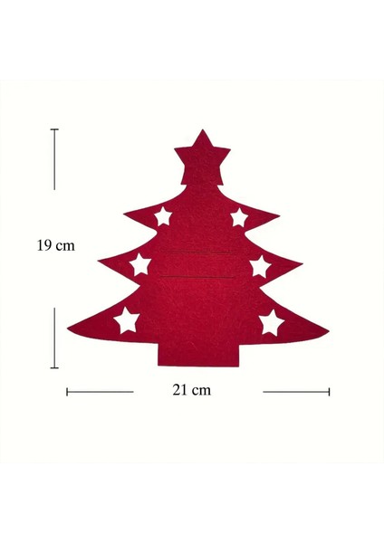 12'li Yılbaşı Ağacı Keçe Kaşıklık 19X21CM - Kırmızı fırsatları