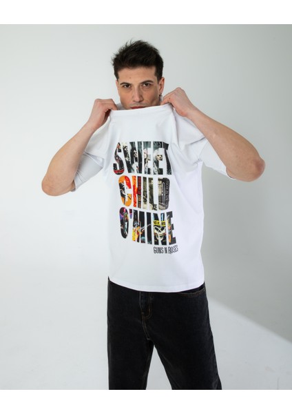 Oversıze Unisex Baskılı T-Shırt Guns N' roses Whıte indirimleri