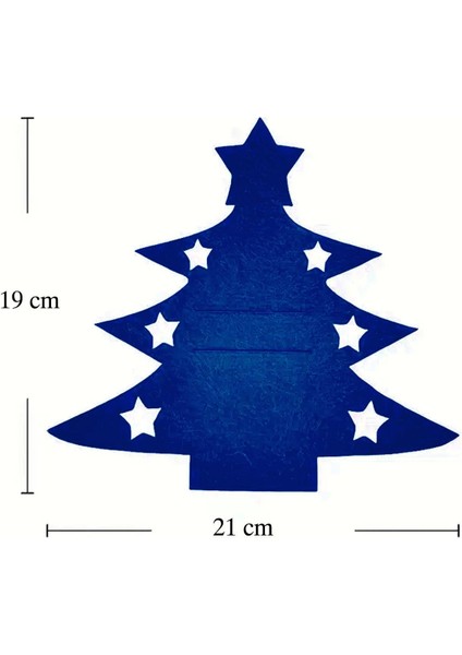 12'li Yılbaşı Ağacı Keçe Kaşıklık 19X21CM - Mavi fırsatları
