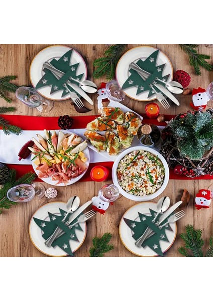 12'li Yılbaşı Ağacı Keçe Kaşıklık 19X21CM - Yeşil fiyatları